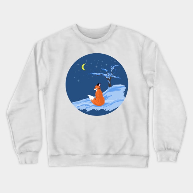 Winter Night Fox Crewneck Sweatshirt by SakuraDragon